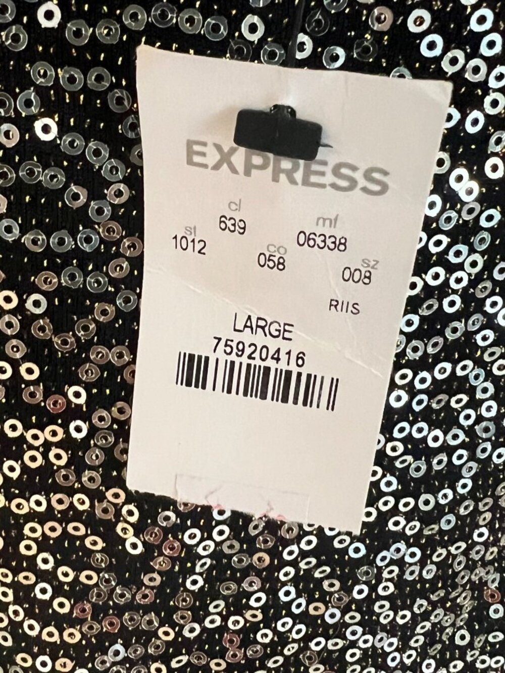 Express Gold Sequin Black Tank Top Bling Cami Sparkle Party K2K Night Out NEW L - Picture 6 of 9